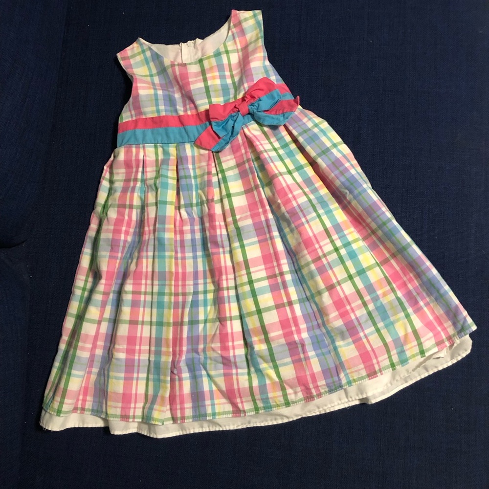 Good Lad Pastel Plaid Bow-Accent Sleeveless Dress - Pink, Blue, Green, Yellow 2T